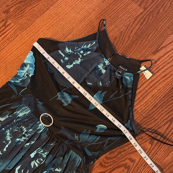 Alexa B maxi / midi mesh evening dress stretch halter waisted flowy floral 12 - Picture 12 of 14